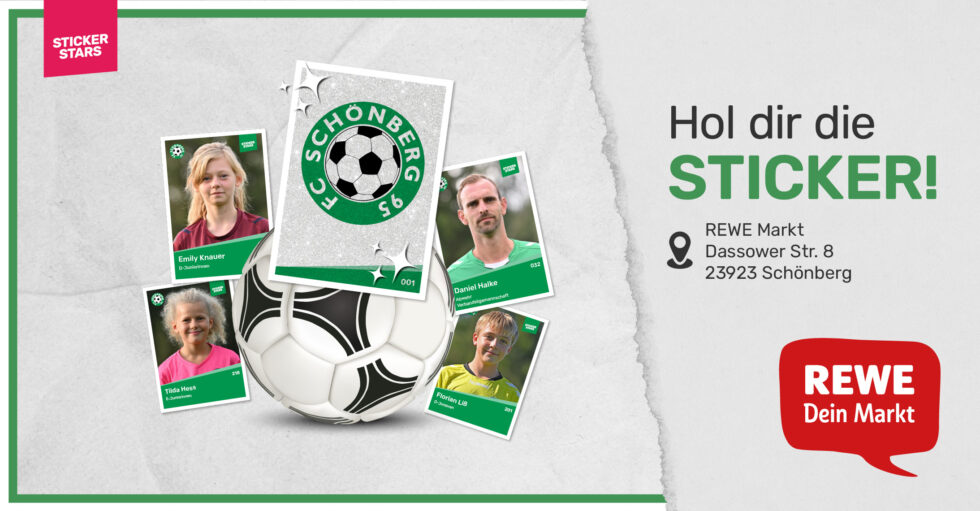 Stickeralbum ab 1.12. im REWE-Markt erhältlich | FC Schönberg 95